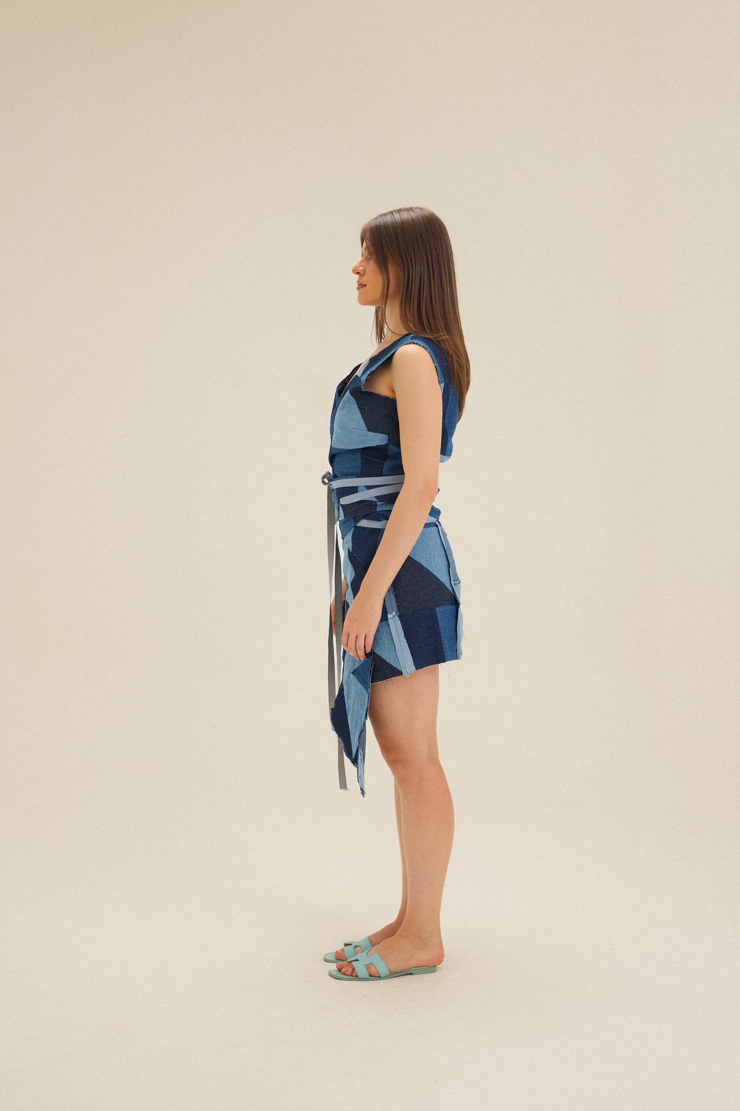 Blue Batchwork Denim Set