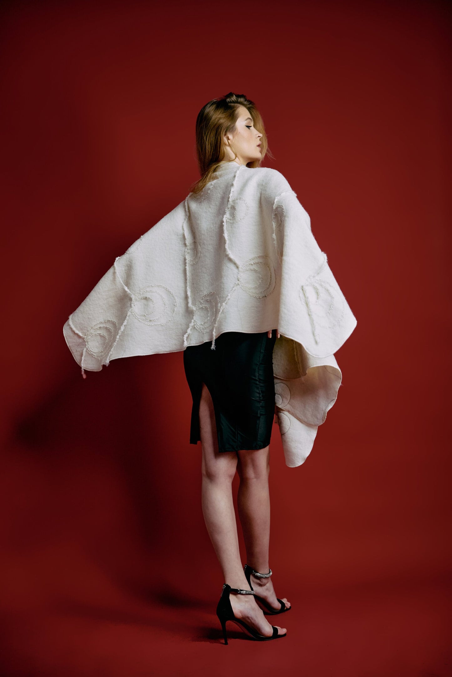 Off White Wool Cape