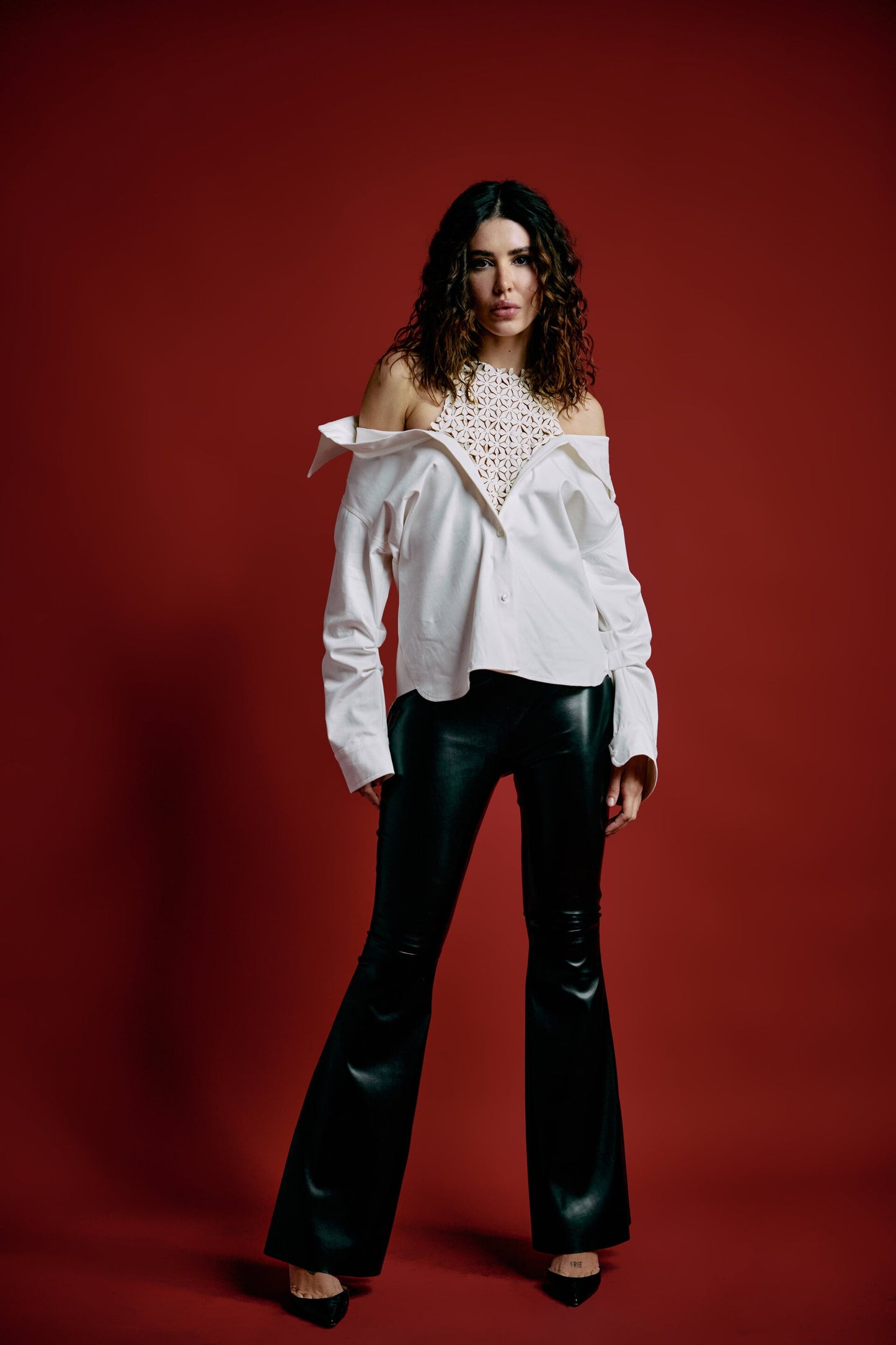 Leather Off White Shirt