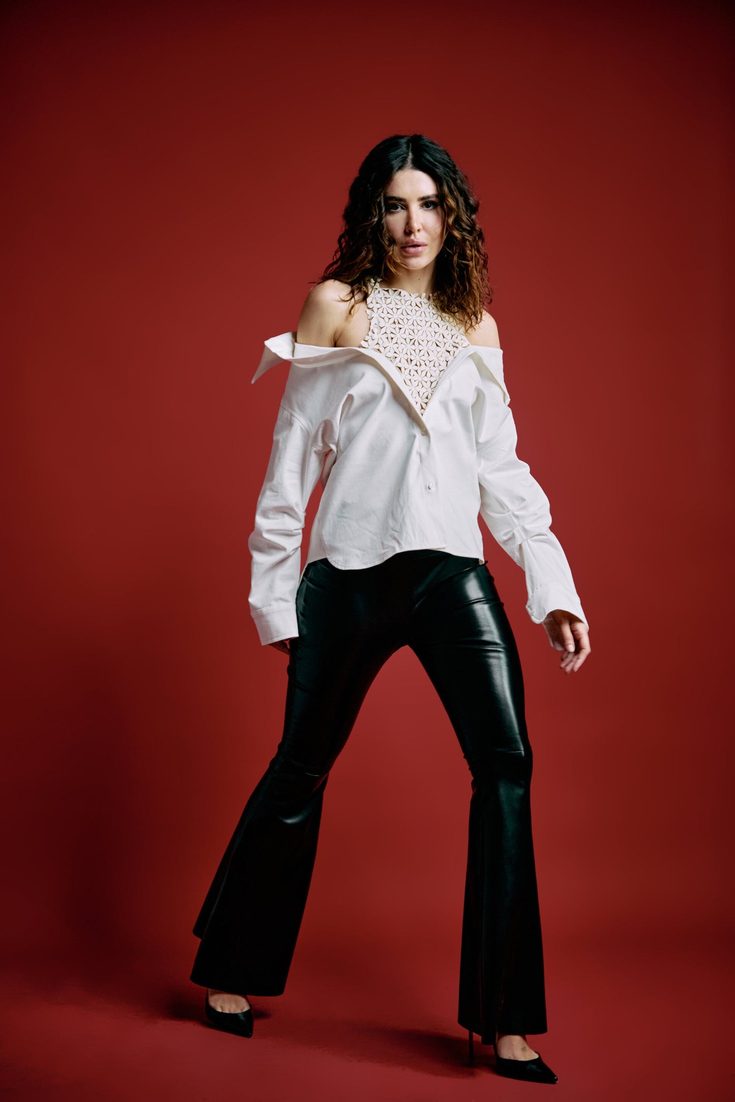 Leather Off White Shirt