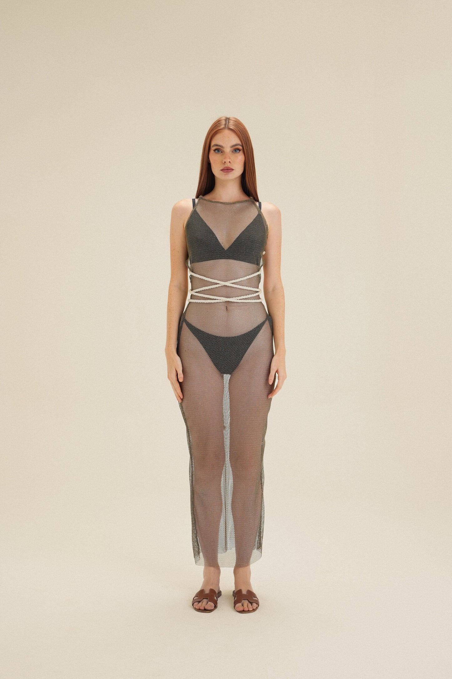 Army Green Fishnet Dress